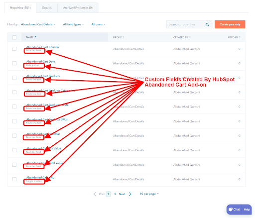 HubSpot Abandoned Cart Add ons