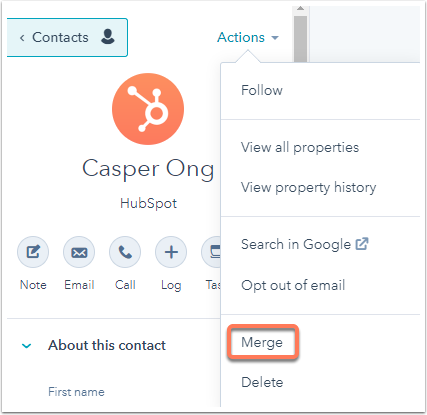 Merge Contacts in HubSpot