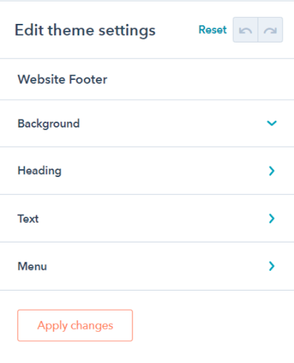 Footer theme settings