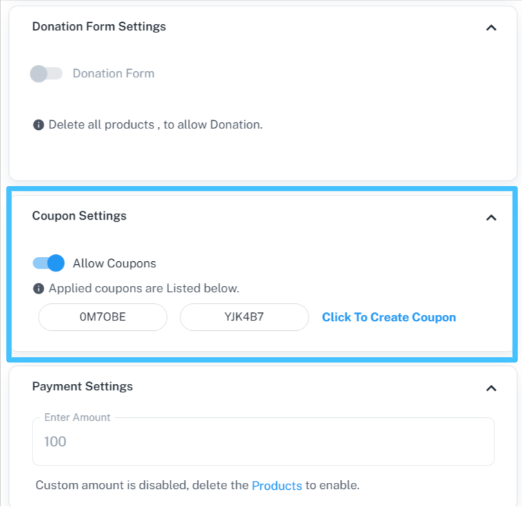 allow coupon toggle