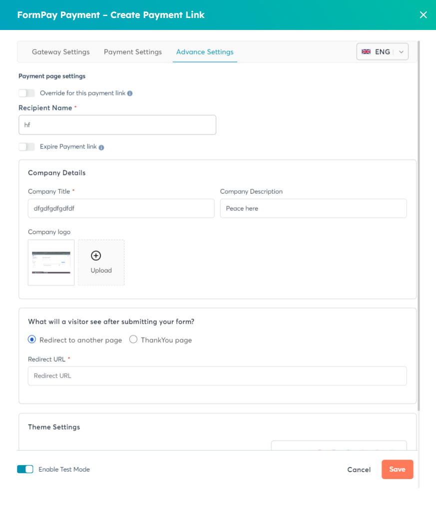 deal payment advance setting 