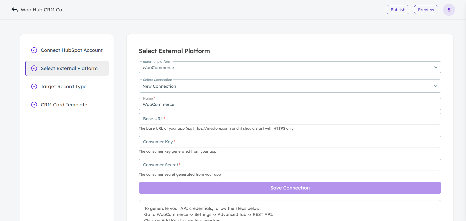 CRM Card Builder-select external platform