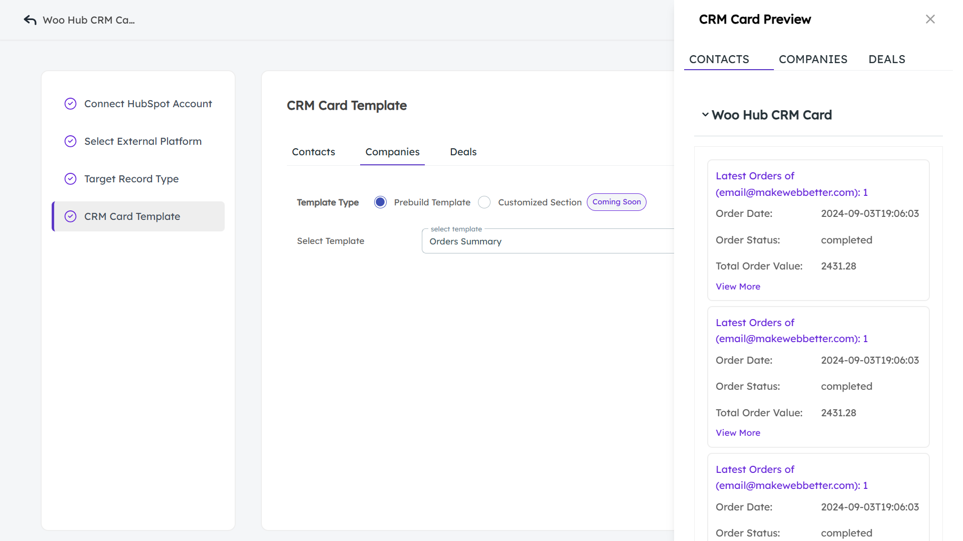 CRM Card Builder- view preview