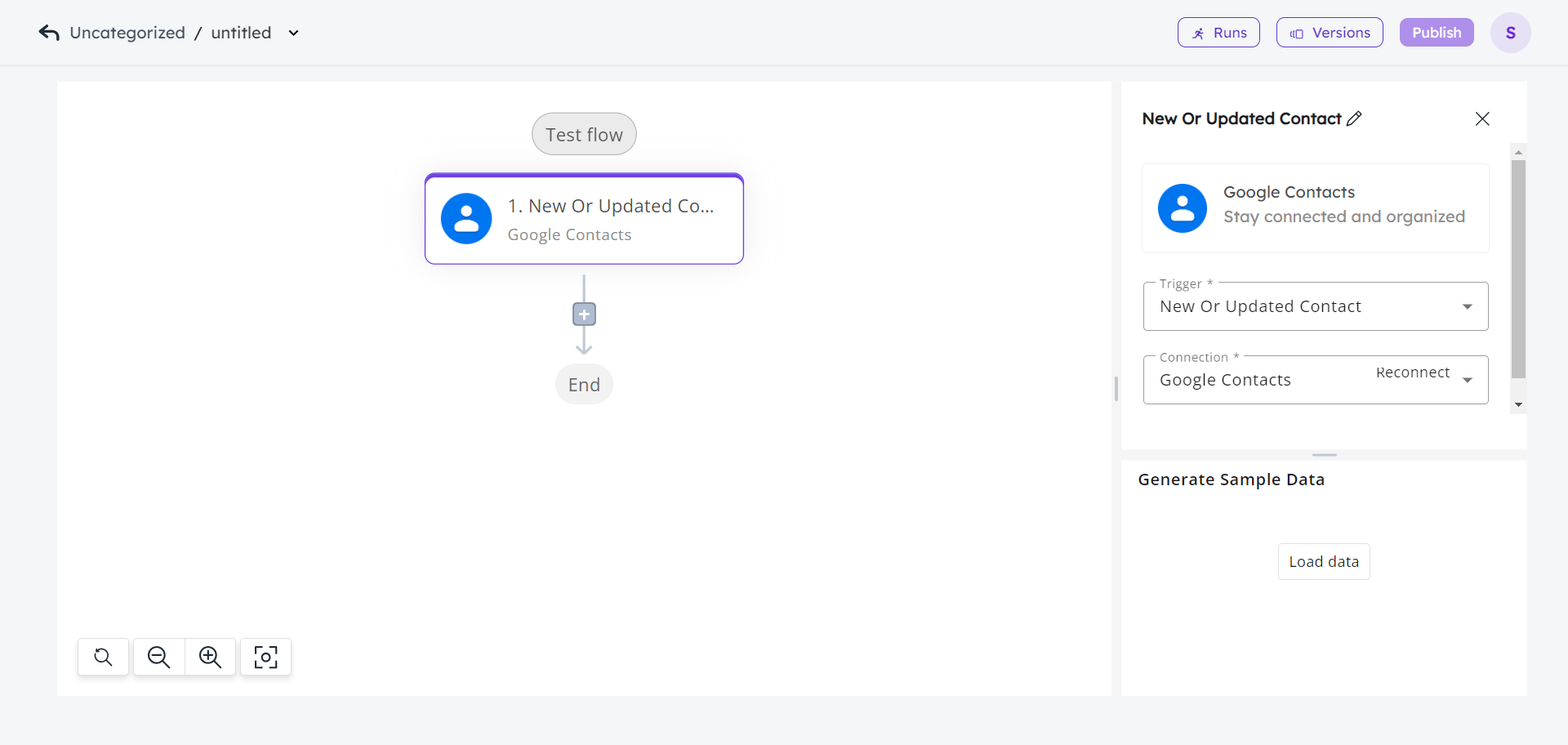 workflow-setup connection - generate sample data